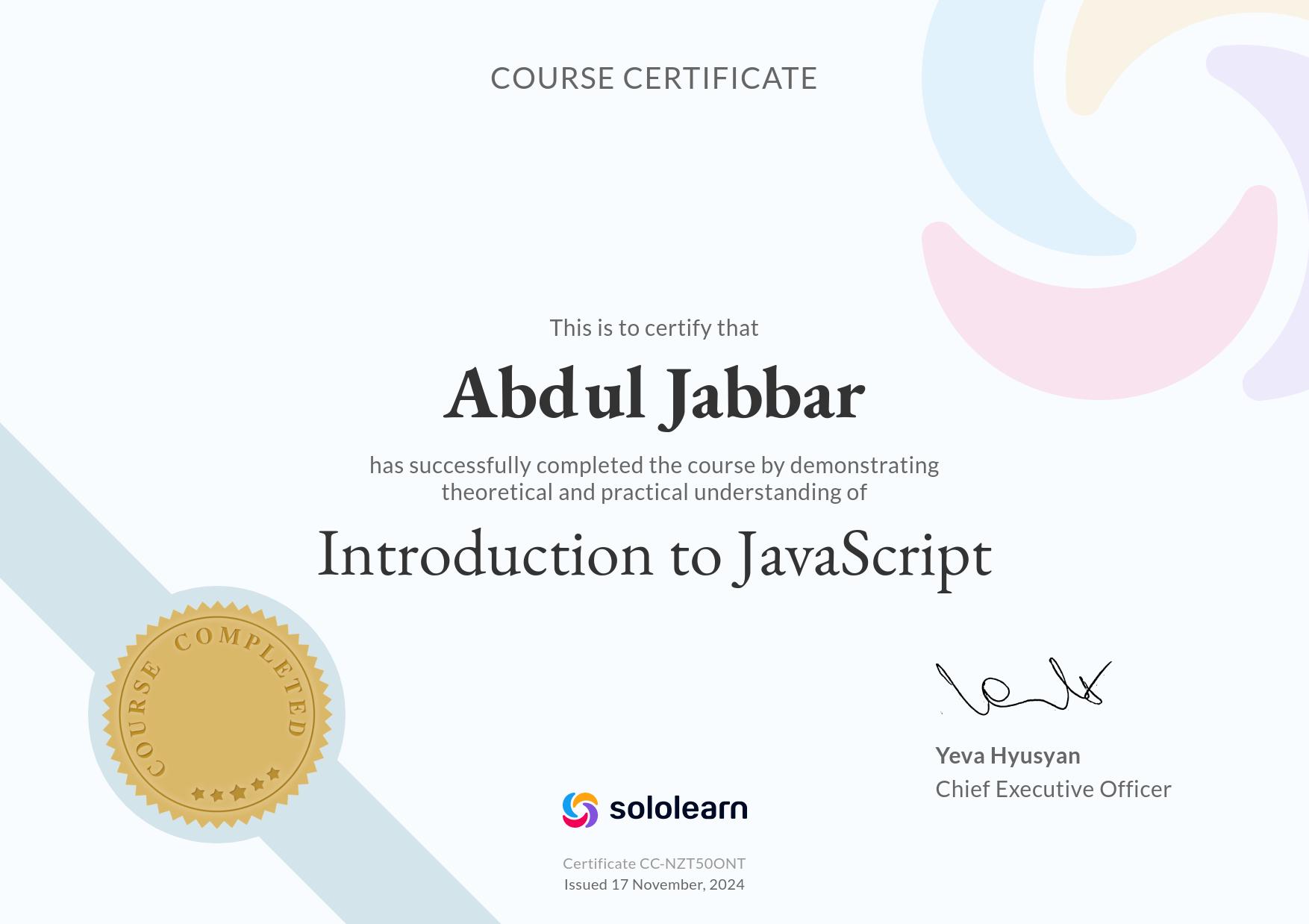 JavaScript Certificate